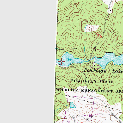 Topographic Map of Lower Powhatan Lake, VA