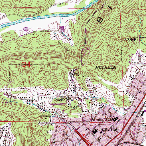 Topographic Map of Happy Hollow, AL