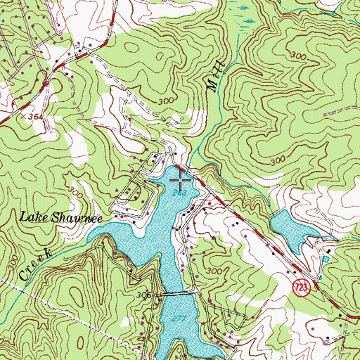 Topographic Map of Lake Shawnee Dam, VA