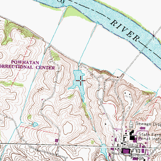 Topographic Map of Virginia State Farm Pond Number Three, VA