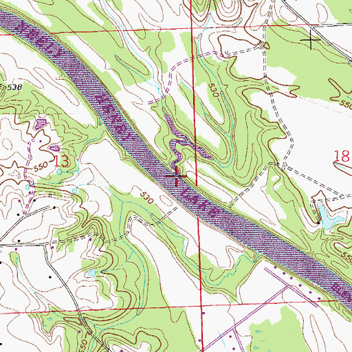 Topographic Map of Hollow Rock Branch, AL