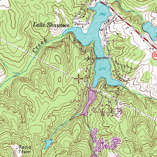 Topographic Map of Shawnee Lot Owners Dam, VA