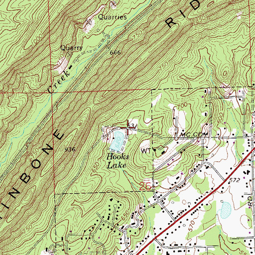 Topographic Map of Hooks Lake Subdivision, AL