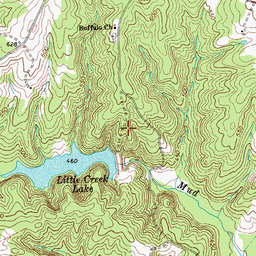 Topographic Map of Buffalo Creek Number Three Dam, VA