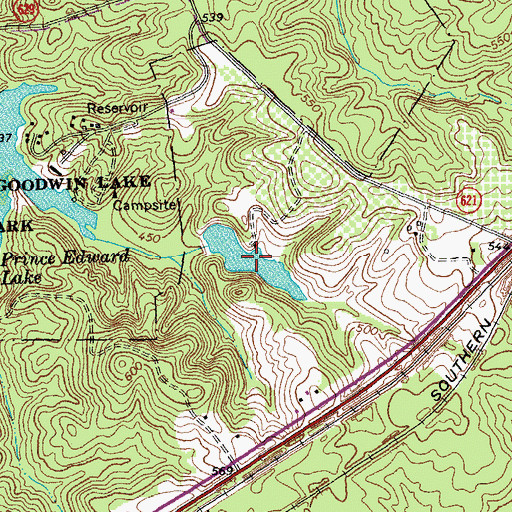 Topographic Map of Moores Lake, VA