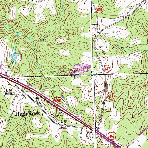 Topographic Map of Hines Dam, VA