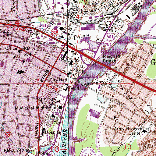 Topographic Map of Laffertys Landing (historical), AL