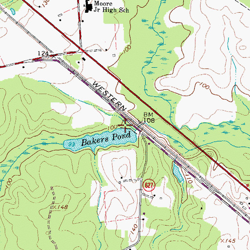 Topographic Map of N and W Pond, VA