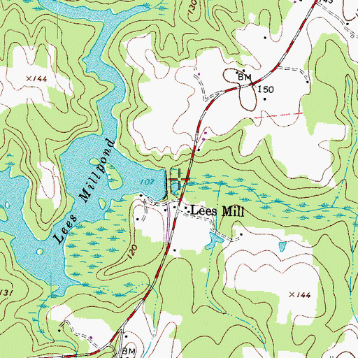 Topographic Map of Lees Dam, VA