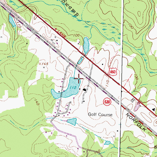 Topographic Map of Prince George Golf Course Dam, VA