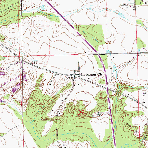 Topographic Map of Lebanon Cemetery, AL