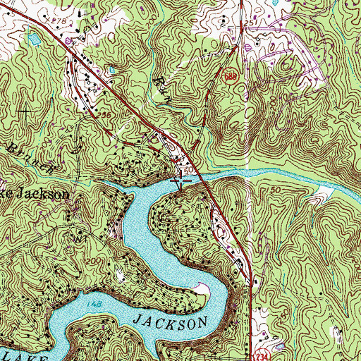 Topographic Map of Lake Jackson Dam, VA