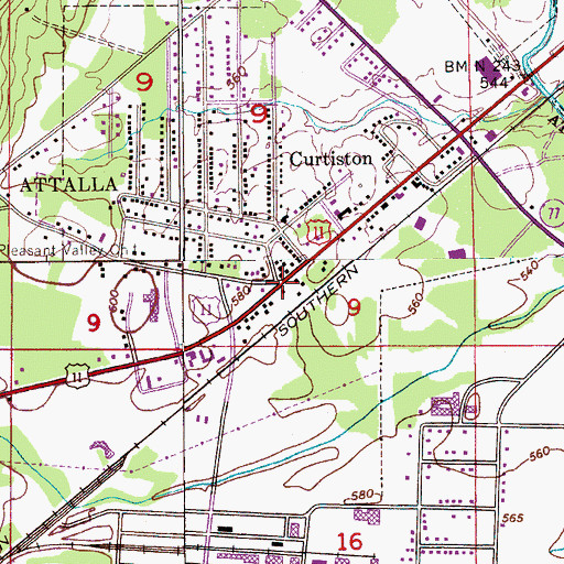 Topographic Map of Lester, AL