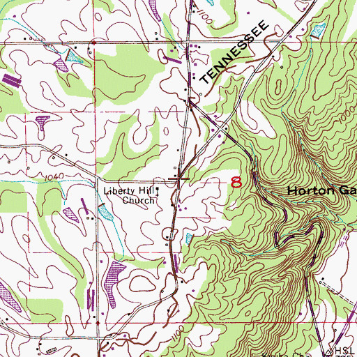 Topographic Map of Liberty Hill, AL