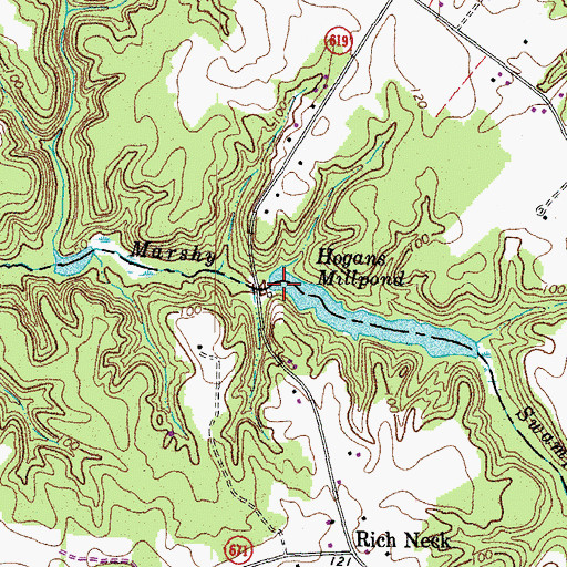 Topographic Map of Hogans Mill Dam, VA