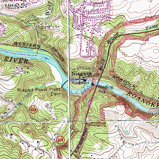 Topographic Map of Niagara Reservoir, VA