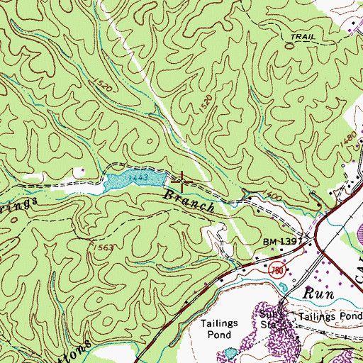 Topographic Map of Cold Sulpher Springs Dam, VA