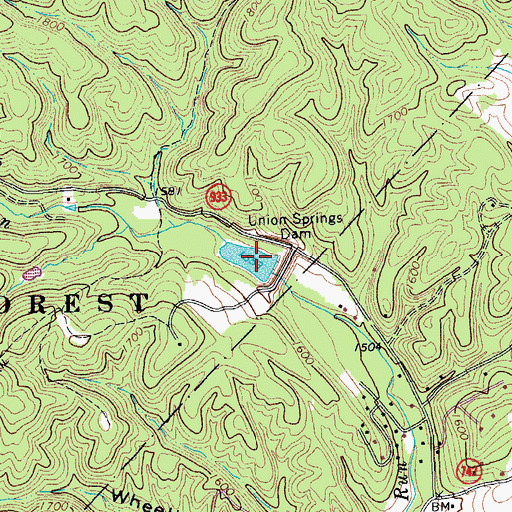 Topographic Map of Union Spring Hollow Lake, VA
