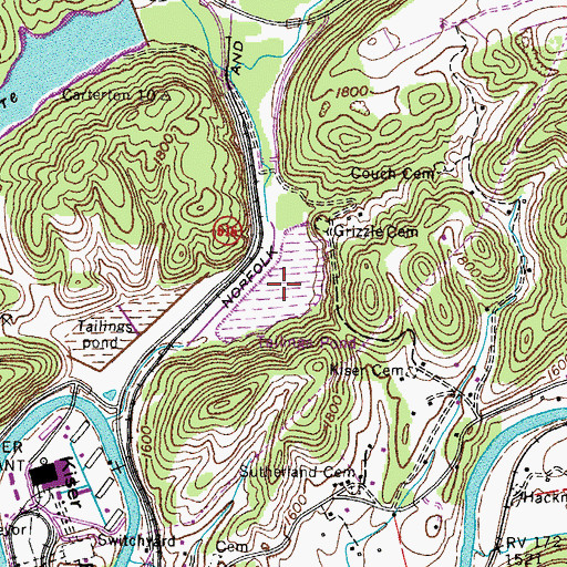Topographic Map of Ash Pond Area Number One, VA