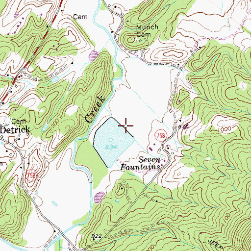 Topographic Map of Seven Fountains Dam, VA