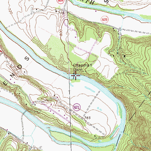 Topographic Map of Chapman Dam, VA