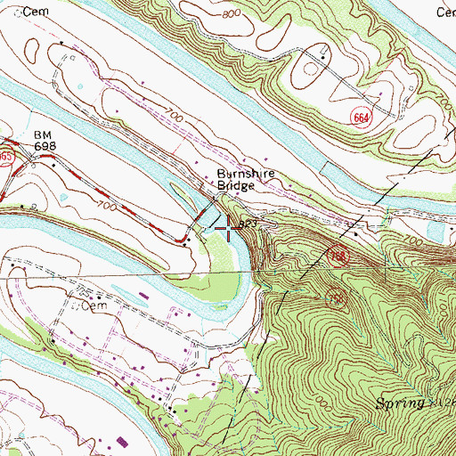 Topographic Map of Burnshire Dam, VA