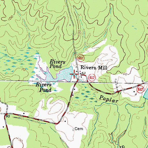 Topographic Map of Rivers Dam, VA