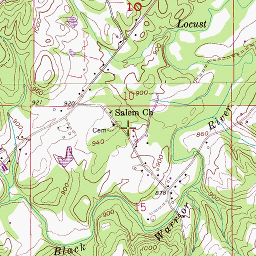 Topographic Map of Moodys School (historical), AL