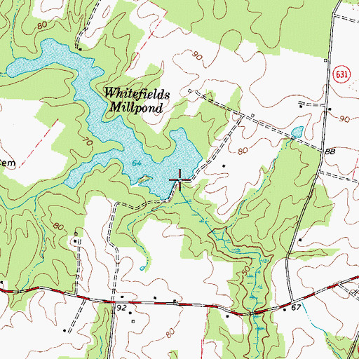 Topographic Map of Whitefields Dam, VA