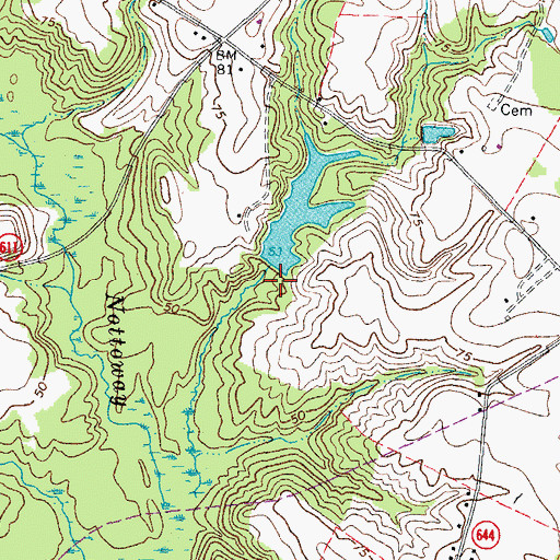 Topographic Map of Camp Dam, VA