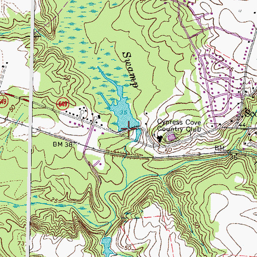 Topographic Map of Cypress Cove Dam, VA