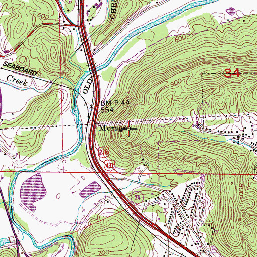 Topographic Map of Moragne Mountain, AL