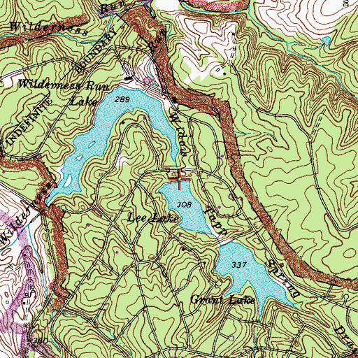 Topographic Map of Lee Lake Dam, VA