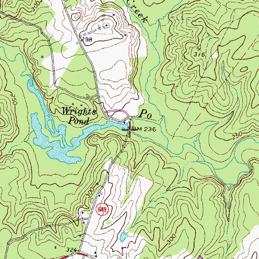 Topographic Map of Wrights Pond Dam, VA