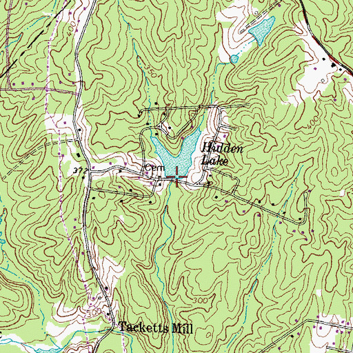 Topographic Map of Hidden Lake Dam, VA