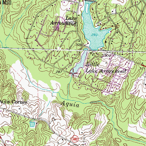 Topographic Map of Little Lake Arrowhead Dam, VA