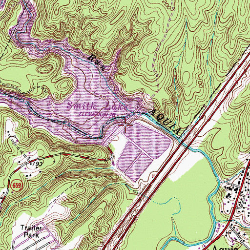 Topographic Map of Aquia Creek Dam, VA