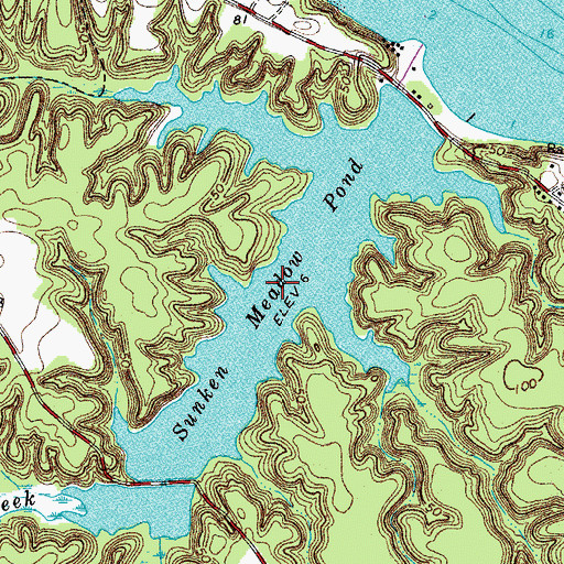 Topographic Map of Sunken Meadow Pond, VA