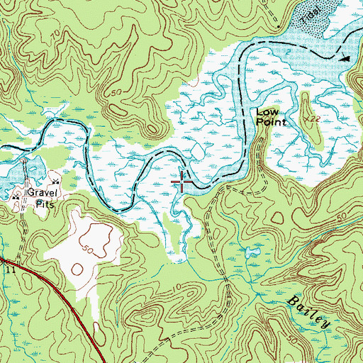Topographic Map of Low Point Millpond, VA