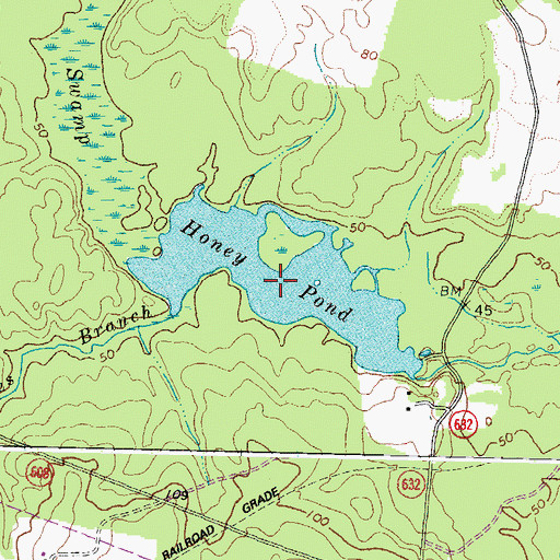 Topographic Map of Honey Dam, VA