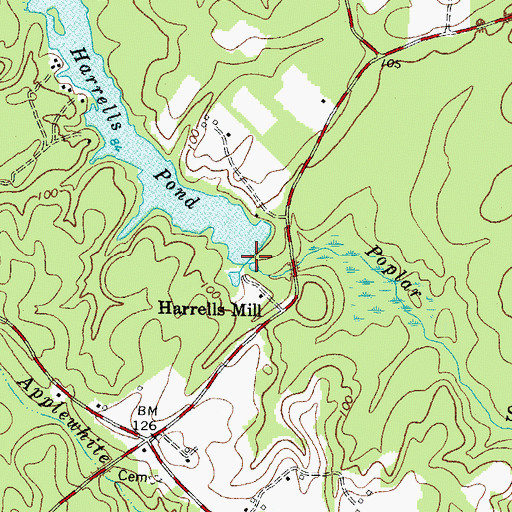 Topographic Map of Harrells Dam, VA