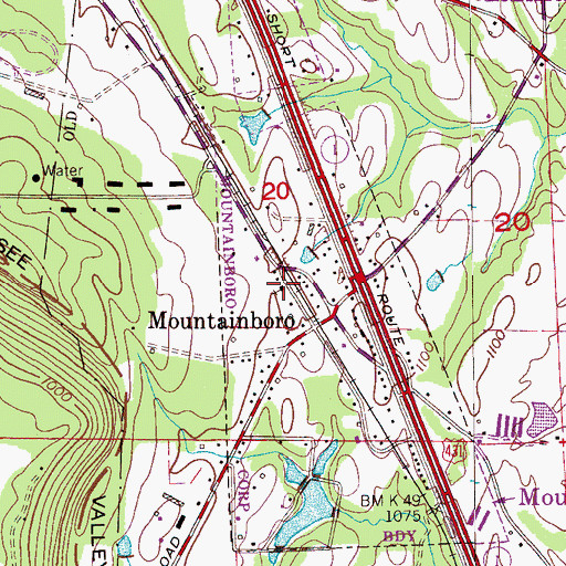 Topographic Map of Mountainboro Missionary Baptist Church, AL