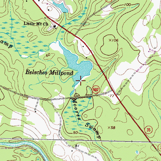Topographic Map of Belsches Dam, VA