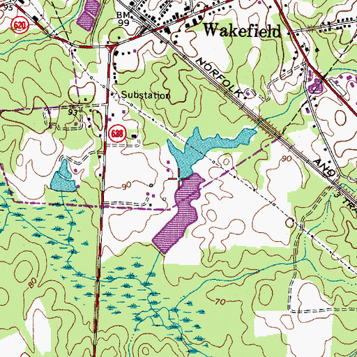 Topographic Map of Parker Number One Dam, VA