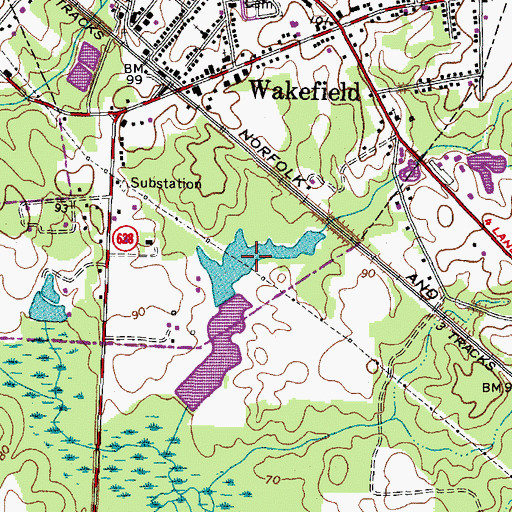 Topographic Map of Parker Number One Pond, VA