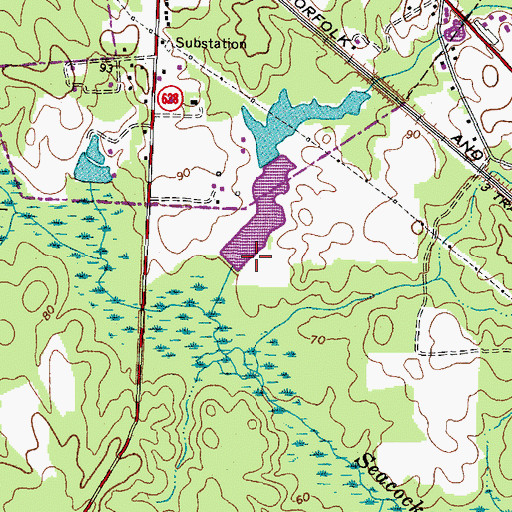 Topographic Map of Parker Number Two Dam, VA