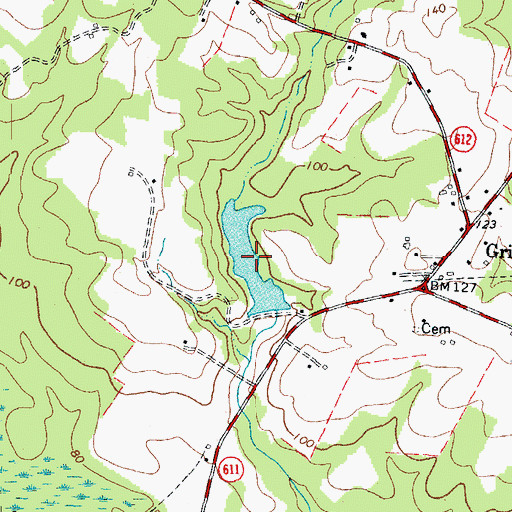 Topographic Map of Harrell Pond, VA