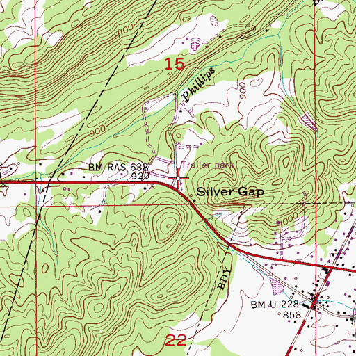 Topographic Map of Phillips (historical), AL