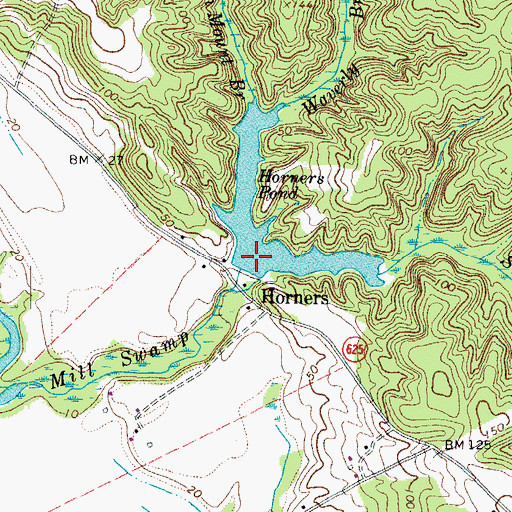 Topographic Map of Horners Dam, VA