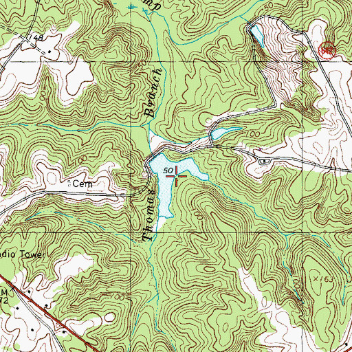 Topographic Map of Thomas Branch Pond, VA